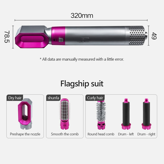 Cepillo Secador y Rizador 5 en 1 para Mujer – Kit Eléctrico de Peinado