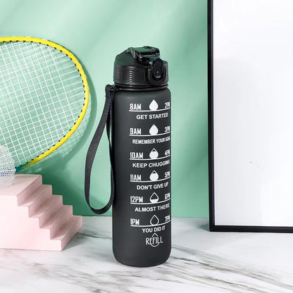 Botella de Agua Motivacional 1L Antifugas para Gimnasio