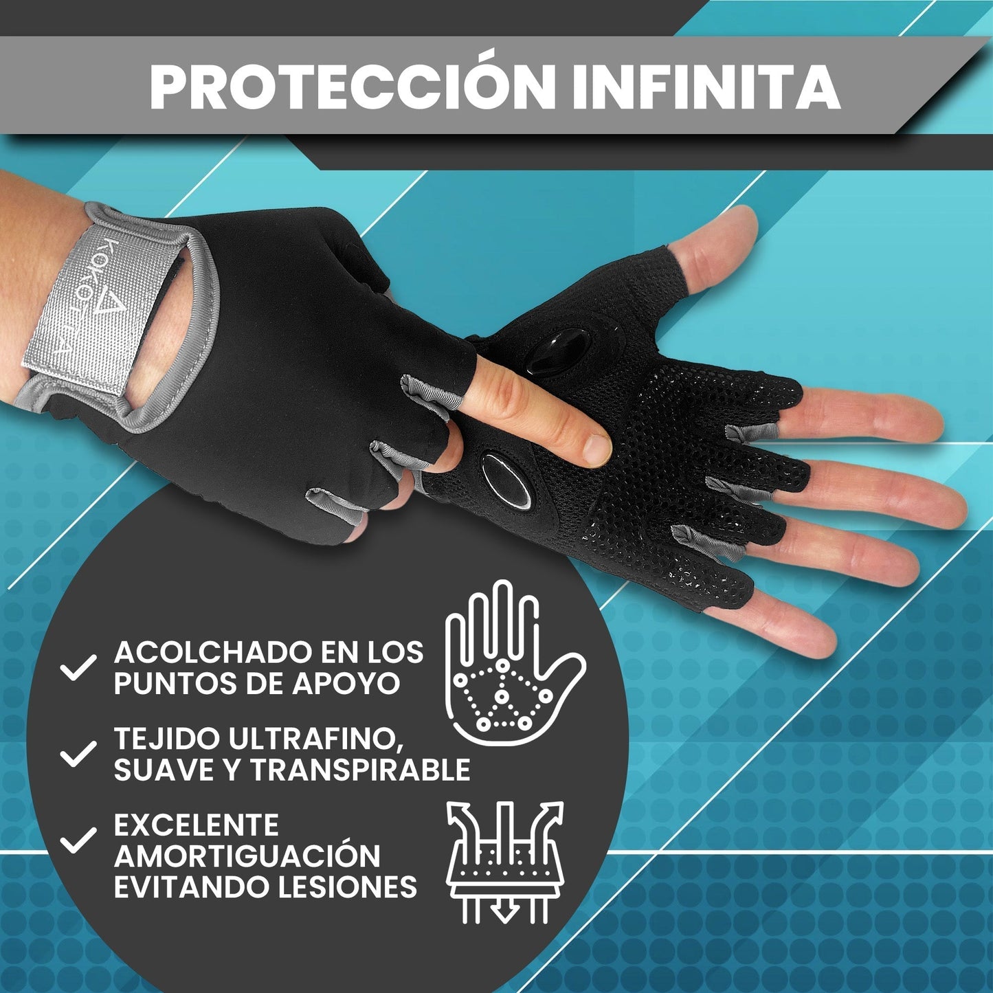 KOKOTTA Guantes de Gimnasio Acolchados Unisex para Fitness y pesas