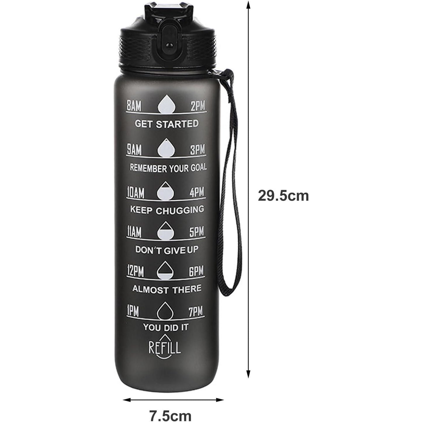 Botella de Agua Motivacional 1L Antifugas para Gimnasio