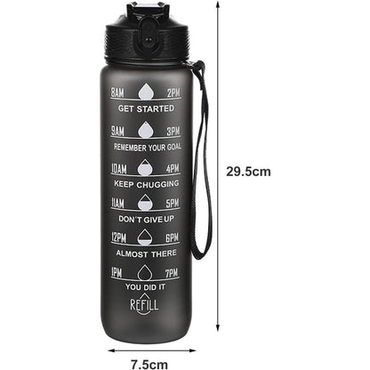 Botella de Agua Motivacional 1L Antifugas para Gimnasio