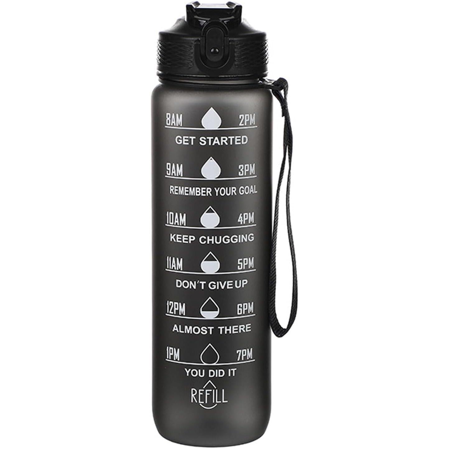 Botella de Agua Motivacional 1L Antifugas para Gimnasio