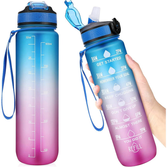 Botella Deportiva 1000ml con Pajita Antifugas Sin BPA