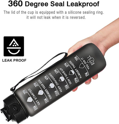 Botella de Agua Motivacional 1L Antifugas para Gimnasio