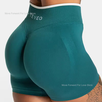 TEVEO Shorts Ignite sin Costuras de Cintura alta para Mujer