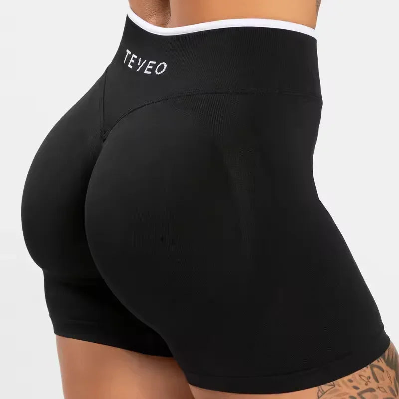 TEVEO Shorts Ignite sin Costuras de Cintura alta para Mujer